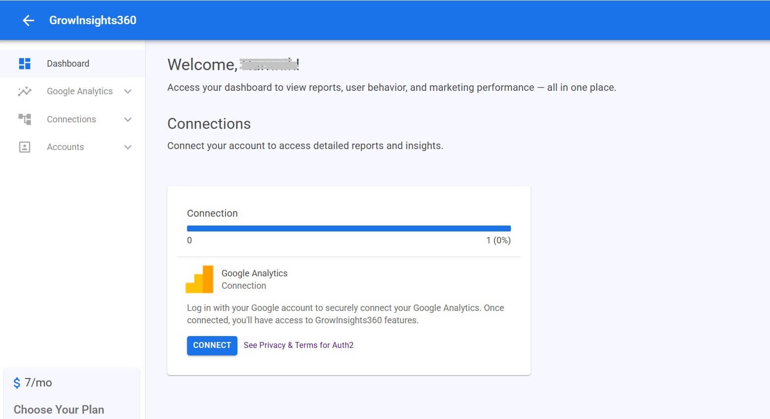 Step 1 Connect Google Analytics